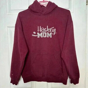 Gildan Hockey Mom Hoodie Burgundy Size  Medium